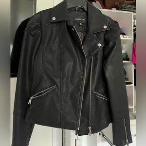 black leather jacket